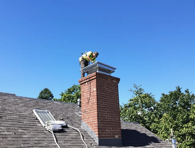 Westminster Chimney Sweep technician measuring a chimney cap in Westminster, CA