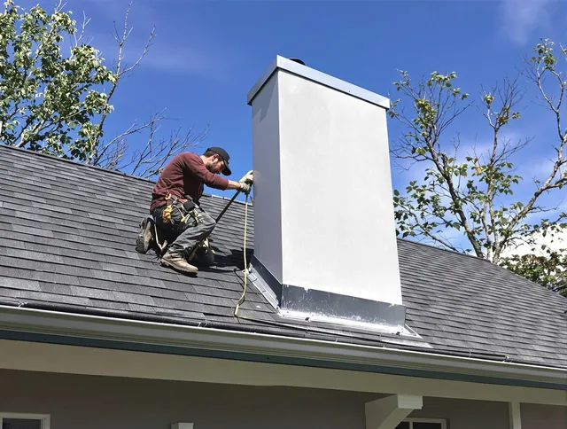 Westminster Chimney Sweep team member finishing chimney construction in Westminster, CA