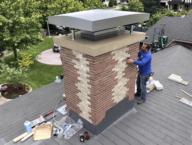 Westminster Chimney Sweep team working on a custom chimney remodel in Westminster, CA