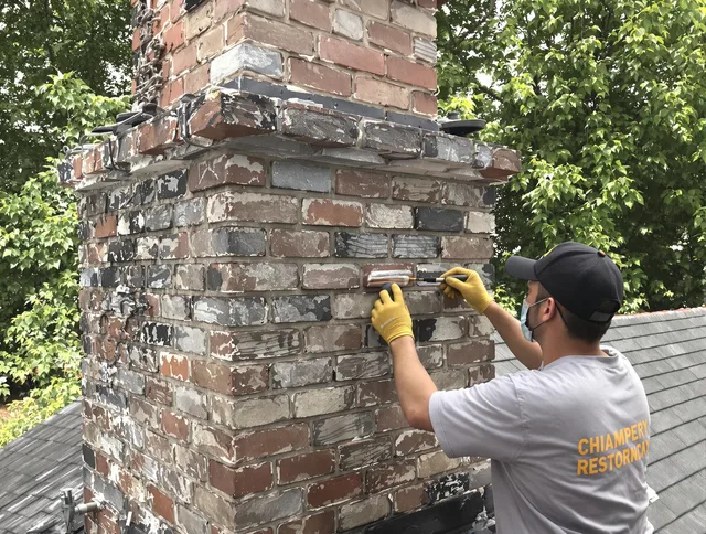 In-progress chimney restoration by Westminster Chimney Sweep in Westminster, CA
